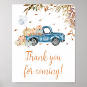 Blauwe Vrachtwagen Pompoen Bedankt voor het komen Poster (Voorkant)