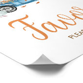 Blauwe Vrachtwagen Pompoen Favors Baby shower Poster (Hoek)