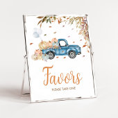 Blauwe Vrachtwagen Pompoen Favors Baby shower Poster
