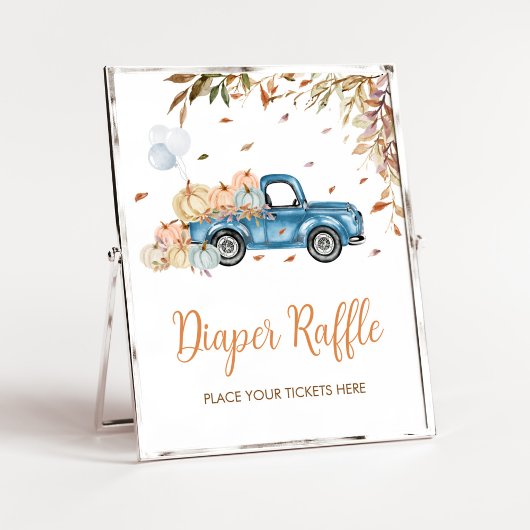 Blauwe Vrachtwagen Pompoen Luier Raffle Baby showe Poster