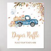 Blauwe Vrachtwagen Pompoen Luier Raffle Baby showe Poster (Voorkant)