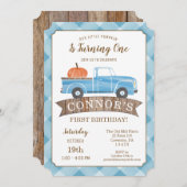 Blauwe Vrachtwagen PUMPKIN Verjaardag Herfst 1e Ve Kaart (Voorkant / Achterkant)