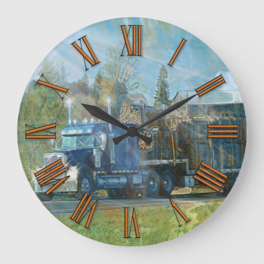 Blauwe Vrachtwagen Wall Clock Grote Klok (Voorkant)