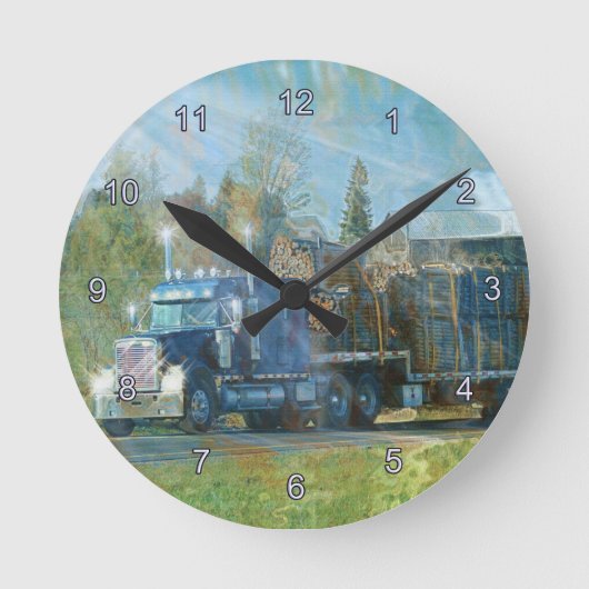 Blauwe Vrachtwagen Wall Clock Ronde Klok (Voorkant)