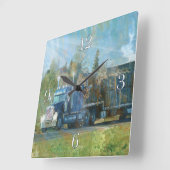 Blauwe Vrachtwagen Wall Clock Vierkante Klok (Hoek)