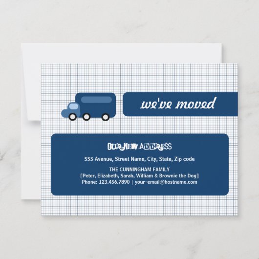 Blauwe vrachtwagenaankondiging aankondiging (Voorkant)