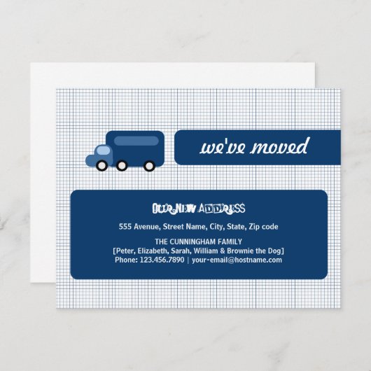 Blauwe vrachtwagenaankondiging aankondiging (Voorkant / Achterkant)