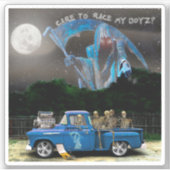 Blauwe vrachtwagenbemanning sticker (Voorkant)