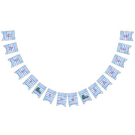 Blauwe vrachtwagenboom Gedekte jaarbanner Vlaggetjes