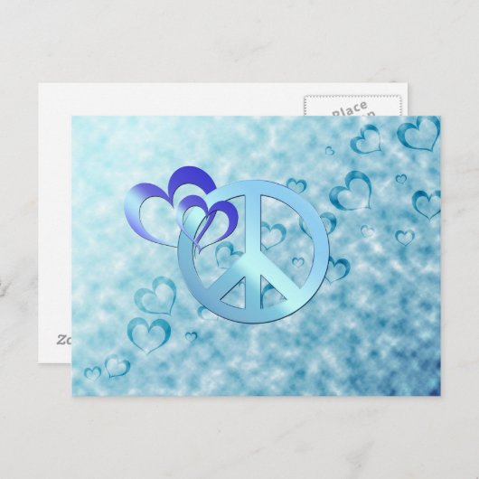 Blauwe vrede briefkaart (Voorkant / Achterkant)