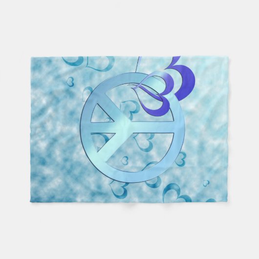 Blauwe vrede fleece deken (Voorkant (Horizontaal))