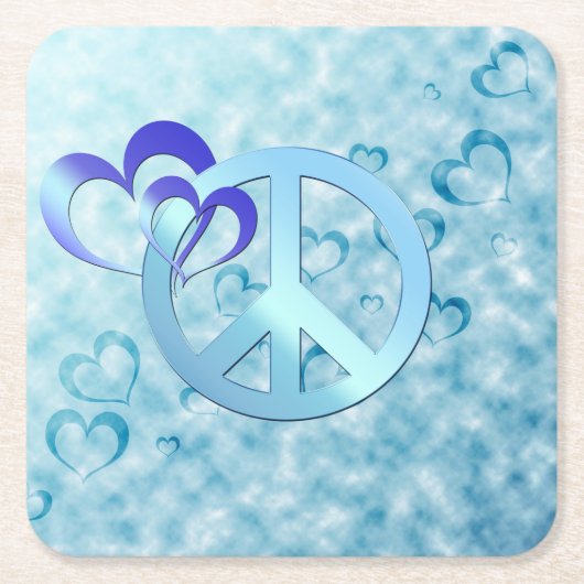 Blauwe vrede kartonnen onderzetters (Voorkant)
