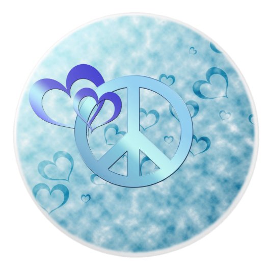 Blauwe vrede keramische knop (Voorkant)