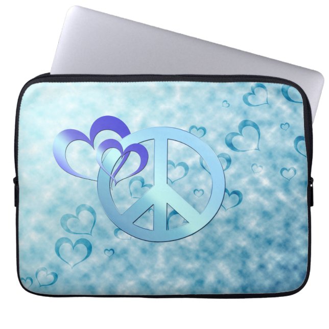 Blauwe vrede laptop sleeve (Voorkant)