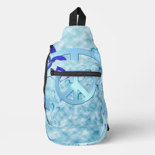 Blauwe vrede sling bag (Voorkant)