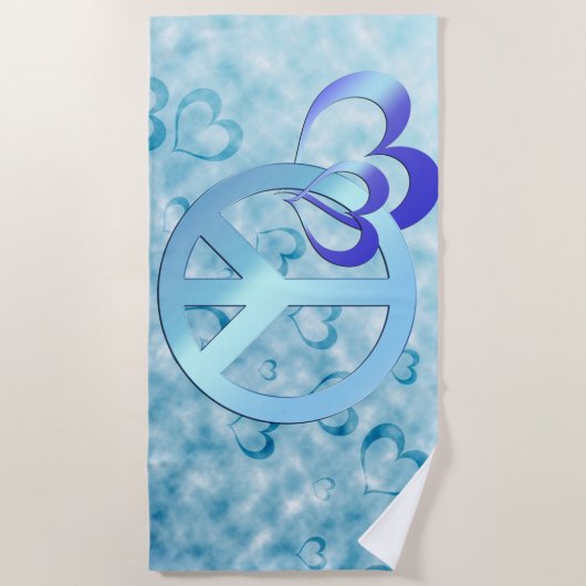 Blauwe vrede strandlaken (Voorkant)