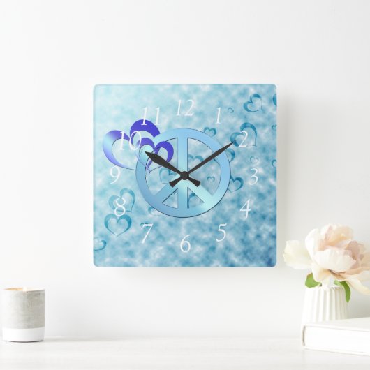 Blauwe vrede vierkante klok (Huis)