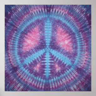 Blauwe Vredesteken Tie Dye Poster