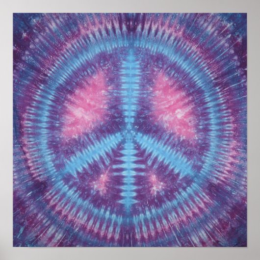 Blauwe Vredesteken Tie Dye Poster (Voorkant)