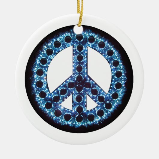 Blauwe vredesversiering keramisch ornament (Voorkant)