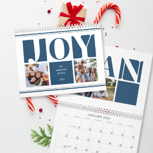 Blauwe Vreugde Typografie Familie Fotocollage Kers Kalender