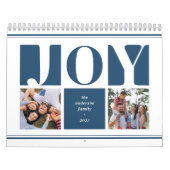 Blauwe Vreugde Typografie Familie Fotocollage Kers Kalender (Hoes)