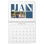 Blauwe Vreugde Typografie Familie Fotocollage Kers Kalender (Jan 2026)