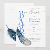 BLAUWE VRIJ LICHAAMSINSTANTIE BABY SHOWER KAART (Voorkant / Achterkant)