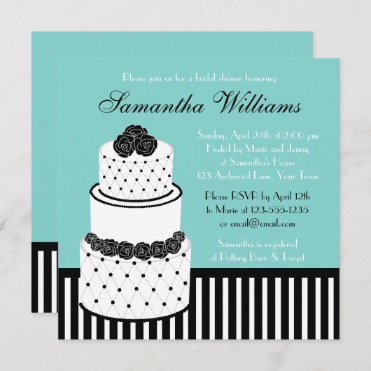 Blauwe Vrijgezellenfeest zwarte en witte bruiloft Kaart (Voorkant / Achterkant)