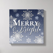Blauwe vrolijke en heldere sneeuwvlokken Kerstmis Canvas Afdruk (Voorkant)