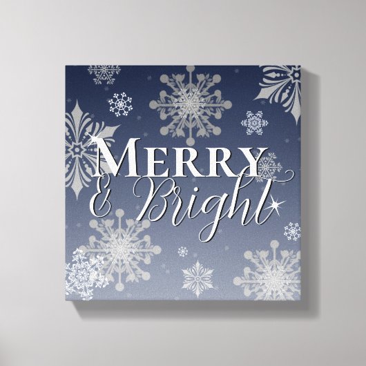 Blauwe vrolijke en heldere sneeuwvlokken Kerstmis Canvas Afdruk (Voorkant)