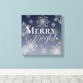 Blauwe vrolijke en heldere sneeuwvlokken Kerstmis Canvas Afdruk (Insitu (Houten vloer))