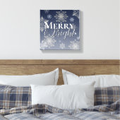 Blauwe vrolijke en heldere sneeuwvlokken Kerstmis Canvas Afdruk (Insitu (Slaapkamer))