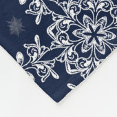 Blauwe vrolijke en heldere sneeuwvlokken Kerstmis Fleece Deken (Hoek)
