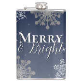 Blauwe vrolijke en heldere sneeuwvlokken Kerstmis Heupfles (Voorkant)