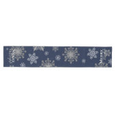 Blauwe vrolijke en heldere sneeuwvlokken Kerstmis Medium Tafelloper (Horizontaal)