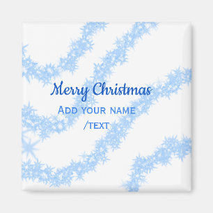 Blauwe vrolijke kerst sparkle glitter lijnen voeg magneet