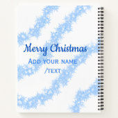 Blauwe vrolijke kerst sparkle glitter lijnen voeg  notitieboek (Achterkant)