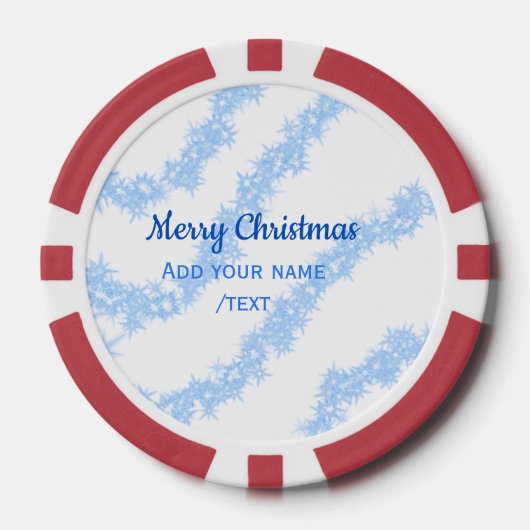 Blauwe vrolijke kerst sparkle glitter lijnen voeg  poker chips (Voorkant)
