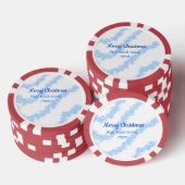 Blauwe vrolijke kerst sparkle glitter lijnen voeg  poker chips (Opstapeling)