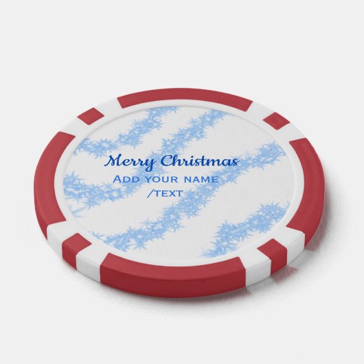 Blauwe vrolijke kerst sparkle glitter lijnen voeg  poker chips (Enkel)