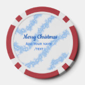 Blauwe vrolijke kerst sparkle glitter lijnen voeg  poker chips (Achterkant)