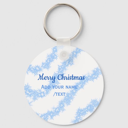 Blauwe vrolijke kerst sparkle glitter lijnen voeg  sleutelhanger (Voorkant)