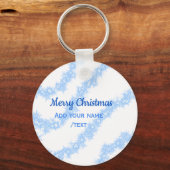 Blauwe vrolijke kerst sparkle glitter lijnen voeg  sleutelhanger (Voorkant)
