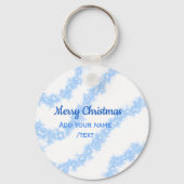 Blauwe vrolijke kerst sparkle glitter lijnen voeg  sleutelhanger (Achterkant)