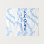 Blauwe vrolijke kerst sparkle glitter lijnen voeg wandkleed (Voorkant (horizontaal))