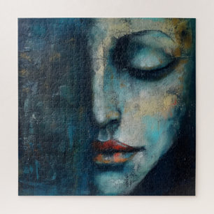 Blauwe Vrouw Abstracte Kunst Legpuzzel