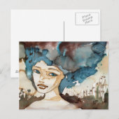 Blauwe vrouw briefkaart (Voorkant / Achterkant)