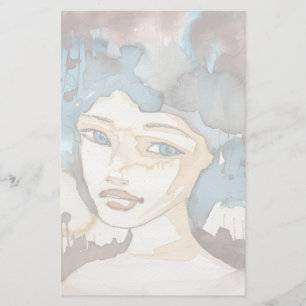 Blauwe vrouw briefpapier