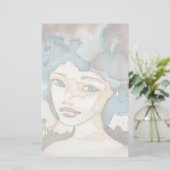 Blauwe vrouw briefpapier (Staand voorkant)